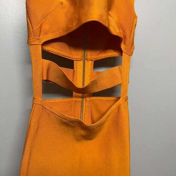 House of CB Orange Midi Stretch Cut out Strappy Dress SIZE XS - Picture 2 of 4